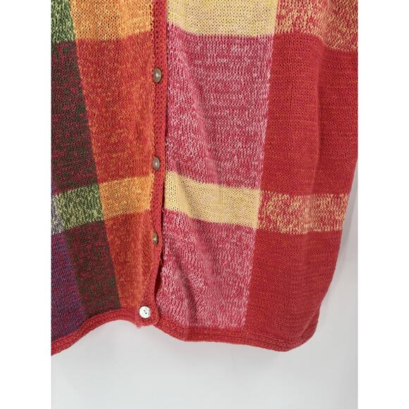 Coldwater Creek Cardigan Sweater Womens Large Multicolor Patchwork Button Knit - Picture 5 of 16